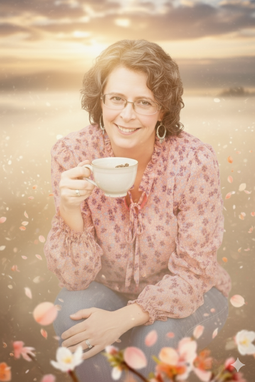 Hilarie with cup of tea We Are Always Evolving: The Adventure of Transformation